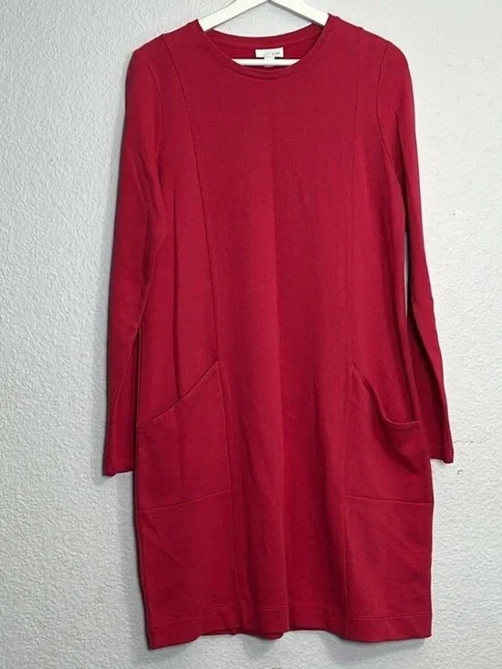 J. Jill Pink Pullover Sweater Dress Pockets Long Sleeve Womens Size Small Barbie - Picture 1 of 8